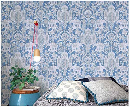 ZAHHYG Papier Peint Panoramique Oeuf De Canard Éléphant Bleu Papier Peint Adhesif Moderne Papier Peint 3D Salon Papier Peint Intissé Chambre D’enfants Décoration Murale Papiers Peints53x500cm