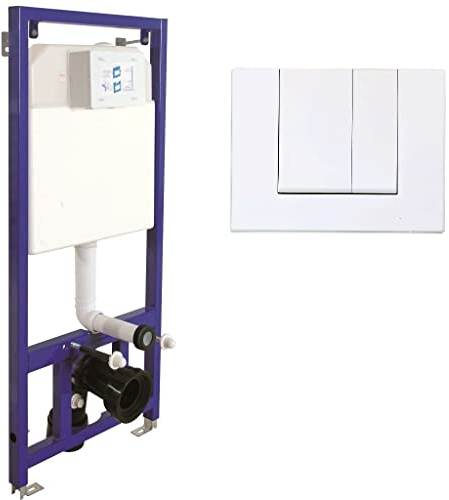 Elemento a parete da incasso per WC, cassetta di risciacquo a incasso ECO, elemento di montaggio, unità a parete e piastra con maniglia a leva, piastra di pressione 3