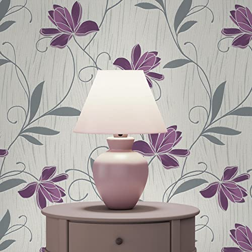 TADESSI Tapete Blumen Florentin M1-No.2155 | Papiertapete | Lila | Grau | Floral