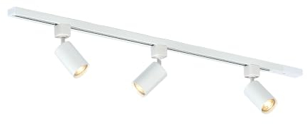 Qub Focus III – Système d’éclairage LED monophasé – 1 rail de 1m (100cm) – 3 spots GU10 orientables – blanc – plafonnier moderne – pour cuisine, salon, salle à manger