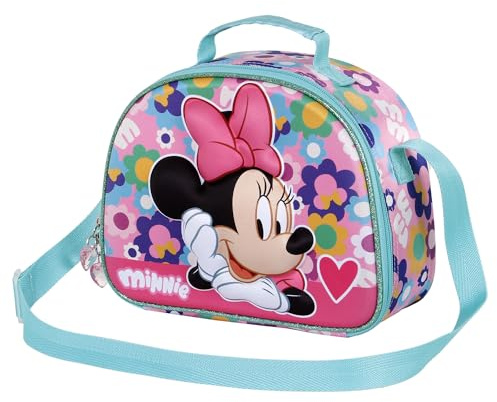 Disney Classic Minnie Mouse, Bolsa Portamerienda 3D, 25.5 x 20 cm, Multicolor Heart