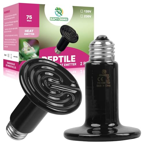 REPTI HOME Keramik Wärmelampe Terrarium, Reptilien Keramiklampe Heizungen 50W 2Stück, E27 Keramische Wärmelampe Tiere für Reptilien, Schildkröten, Hühner, Bartagame, Welpen