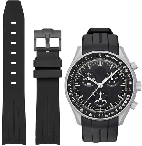 Niziruoup Kautschuk Armband für Uhr Omega x Swatch MoonSwatch Uhr 20mm Gebogenes Weiches Gummi Ersatzband Original Kautschuk Armband Sport Uhrenarmband Damen Herren