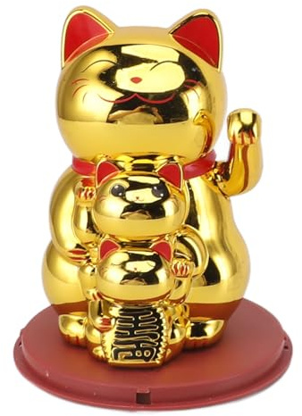Glückskatzen Wellenarm, 4,5 Zoll Solarbetriebene Winkekatze Fürs Auto, Chinesische Katzenverzierung, Solar Glückskatzenstatue, Dekorationen für Schreibtisch,
