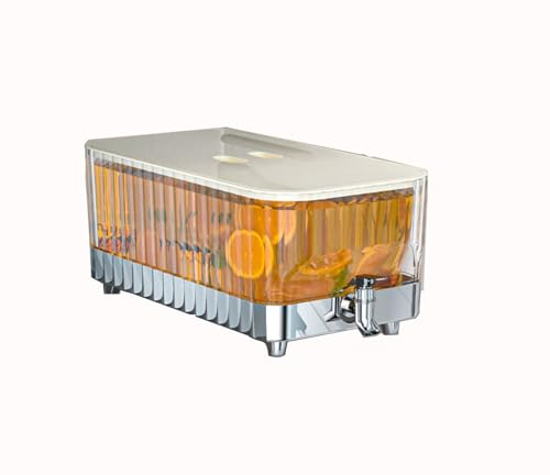 Distributeur Boisson avec Robinet de 5.3L, Blanc Plastique Distributeur Boisson Frigo avec Couvercle, Adapté aux fêtes, Mariages, Jus Faits Maison (Color : Silver)