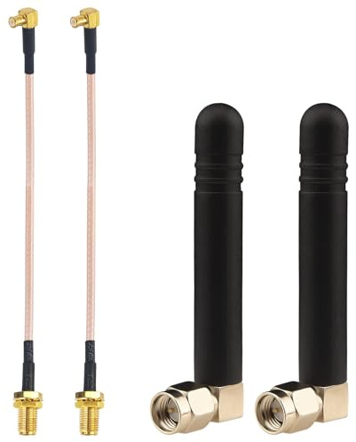 YILIANDUO SMA Macho ADS-B 1090MHz Antena 3dBi 90grados Mini Antena + Adaptador SMA Hembra a MCX Cable Pigtail 15cm para Router de Red inalámbrica, módem Hotspot WiFi Ap (2-Pack)