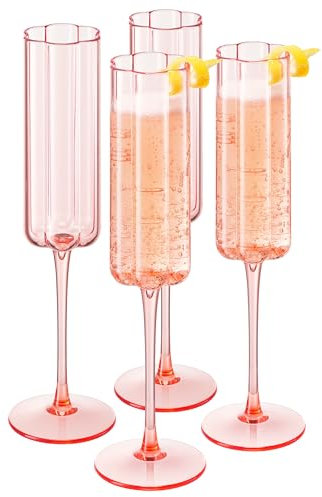 Khen ACRYLIC pink flower champagne flutes set of 4