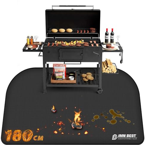 ImnBest Tappetino ignifugo, 180 x 100 cm, pieghevole, in fibra di vetro di silicone, resistente al calore, impermeabile, per barbecue, camino, pavimento, prato e campeggio