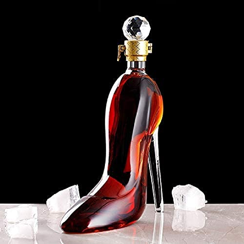 Whisky-Dekanter in High Heels-Form, 350/750 ml, mundgeblasenes bleifreies Kristallglas, Weinkrug für Wiskey-Flaschen, transparente Whisky-Karaffe, Alkoholglas für Rum, Brandy, Wodka, Gin usw