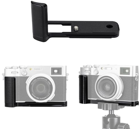 JJC X100VI Kamera-Handgriff, Metall-Handgriff, L-Halterung für Fuji-Fujiilm X100VI-Kamera, Griff mit Arca Swiss Schnellwechselplatte und drei 1/4-Zoll-20-Stativloch und Lautsprecherloch, Schwarz