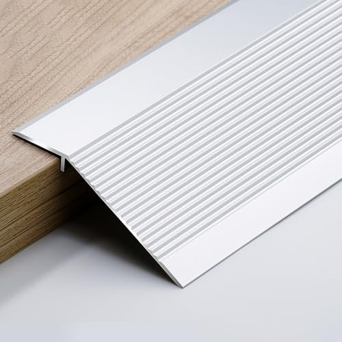 Raouoae Abschlussprofil Holz-zu-Fliesen Übergangsprofil Abdeckleiste Länge: 90cm *3 Boden Übergangsschiene Teppichschiene Schweller Laminat Parkett Übergangsprofil(Silber,Breite: 100 mm)