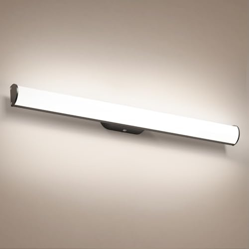 OOWOLF Spiegellampe Badezimmer, 59.5 cm, 16W 4000K, IP44 Wasserdicht, für Bad, Schminktisch & Schrank, Schwarz