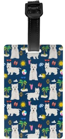 Etiquetas para equipaje, etiqueta de PVC con nombre, etiquetas de identificación para maletas de viaje, etiquetas duraderas para equipaje, Westie Dog