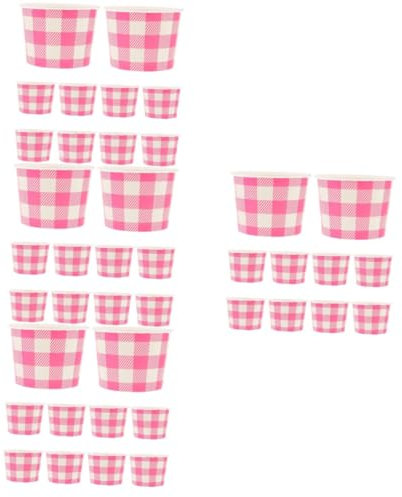 ABOOFAN 4 Sätze Eisbecher Einweggeschirr Pudding Tasse Papierfächer Dessertschälchen Dessertschüsseln Dessertpapierschale Lebensmittelbehälter Zum Mitnehmen Puddingbecher Rosa 10 Stück * 4