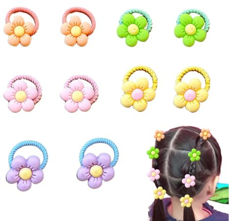 Zasdvn Hårsnoddar för spädbarn, blommor, babyblom-hårsnoddar | 10 stycken blomhästsvanshållare, elastiska band, blommor, hårgummin, hårsnoddar, hästsvanshållare, dekorativ för flickor