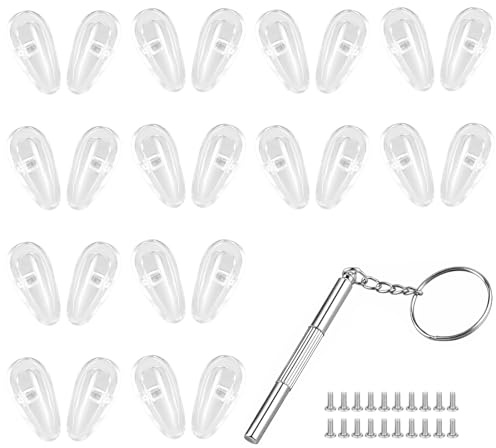 10 Pairs Silicone Glasses Nose Pads for Glasses Spectacle Nose Pads, Clear Soft Anti Slip Stop Slipping Down Noses Pads for Eyeglasses Sunglasses, with Screwdriver, Screws