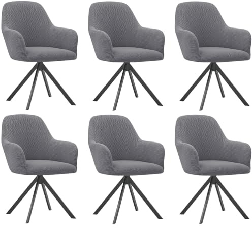 Lzyjck Stretch-Stuhlhusse Für Esszimmerstühle Mit Armlehnen, Schonbezug Für Drehsessel, Schonbezug Bürostühle, Für Schminktisch, Wohnzimmer, Schlafzimmer,Dark Gray,6PCS