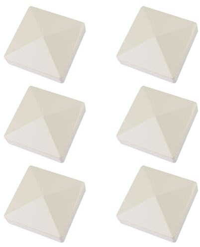 UFURMATE 4 x 10,2 cm PVC Coiffes de poteau, 6 pièces de couvertures supérieures de clôture au lait de thé, résistantes aux intempéries et aux UV, pour la protection des poteaux en bois