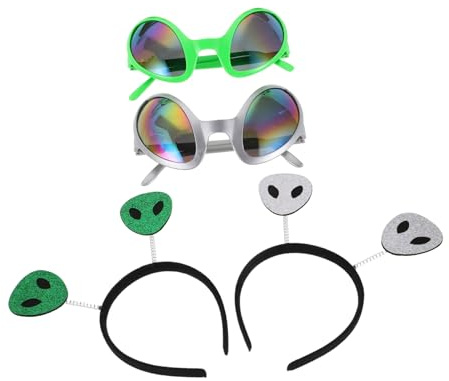 CALLARON 2 Uppsättningar Glittriga Rymdtema Huvudband och Glasögon och Bekväma Cosplay Accessoarer för Fest och