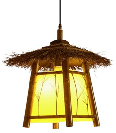JXYDJH Lámpara Colgante Bohemia De Ratán Tejida A Mano, Ajustable, Minimalista, Con Pantalla De Cesta, E26, Para Cocina, Isla Y Comedor, Diámetro De 35 Cm.