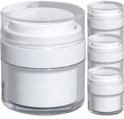 DECOMELODY Tarros De Cosméticos Bomba Sin Aire 4 Piezas 50 Ml Frascos De Crema Vacíos Para Viaje y Cuidado Facial