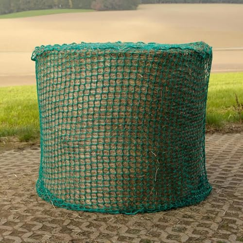 jackfru Heunetz Rundballen Ø180 x H180 cm – Engmaschiges Futternetz 4,5 cm, Stabiles Heuballennetz für Pferde, langlebiges Rundballennetz zur Verlängerung der Fresszeit (Rund)