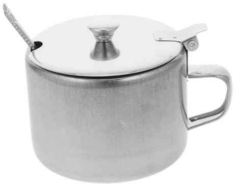 TOYANDONA Azucarero de Acero Inoxidable con Tapa y Cuchara Tarro Multifunción para Sal y Especias Recipiente Resistente para Cocina y Restaurante Almacenamiento Fresco y Seguro