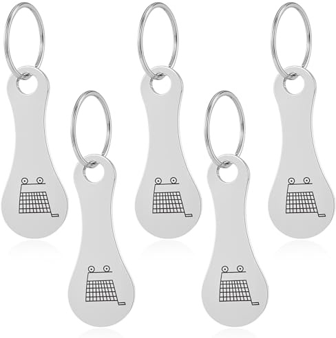 Nogeqi 5 Pcs Shopping Trolley Token UK Pound Trolley Coin Keyrings, Stainless Steel Trolleys Tokens Key Clip Removable for Shopping Trolleys & Lockers