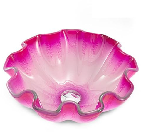 ZYCDP Lavabo Vetro da Appoggio Temperato 420 X 420 X 150 mm Senza Foro Per Rubinetto Rosa