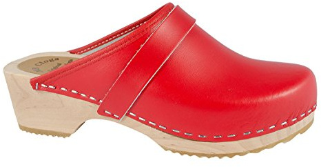 MB Clogs Original Schwedenclogs Gr. 34 – 43, Rot I Clogs aus Holz Klotschen Holz Pantoletten Herren Damen Holzschuhe Klogs Schweden Schuhe I Clogs Holzsohle Gartenschuhe Holzabsatz