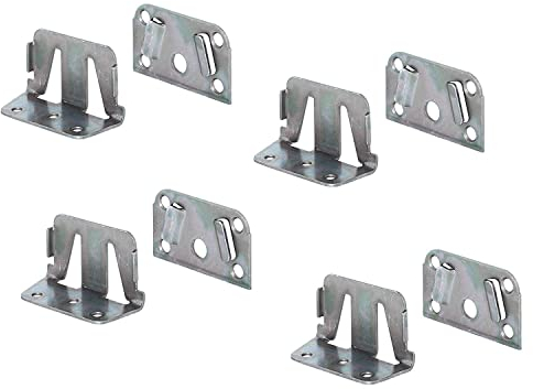 Gedotec Bettverbinder Metall Bett-Winkel für Bettkonstruktionen - Holz-Mittelbalken & Lattenrost | Bettsockel-Verbinder zum Einhängen | Bettbeschlag Stahl verzinkt | 4 Set - Einhängebeschlag