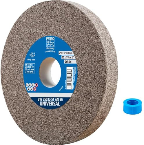 PFERD Schleifbockscheibe UNIVERSAL, 250x32x51mm, A36, 39009714 – Harte Schleifscheibe für universelle Schleifaufgaben, mit Reduzierhülse (32mm)