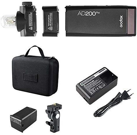 Godox AD200Pro Taschenblitz Wechselbarer Blitzkopf (Speedlite/Bare Bulb) GN52 GN60 Kompatibel mit Nikon Sony Fujifilm Olympus Panasonic Pentax Canon EOS-Kameras