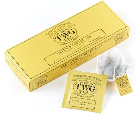TWG Tea | Emperor Sencha | Japanese Green Tea | 15 Hand Sewn Cotton Teabags | Gift Set