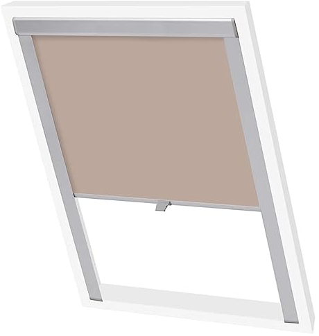 vidaXL Verdunkelungsrollo Dachfensterrollo Verdunkelung Klemmrollo Dachrollo Verdunklungsrollo Seitenzugrollo Beige SK08