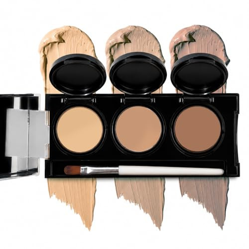 Crema correctora de cobertura completa de Dermaflage, Pro corrector impermeable. Paleta 3 colores + pincel, 6,9 g