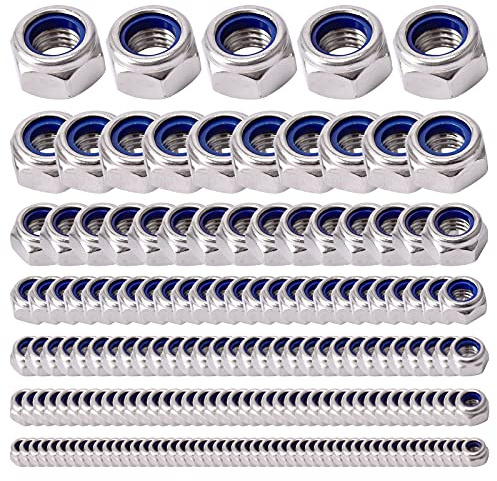 Muttern – Eagles 175pcs 304 Sortiment Sicherungsmutter Nylon Edelstahl M3 M4 M5 M6 M8 M10 M12 Sicherungsmutter Nylon