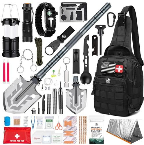 Monterra Kit de supervivencia 265 piezas, primeros auxilios, EDC, mochila Molle, senderismo, camping, accesorios al aire libre