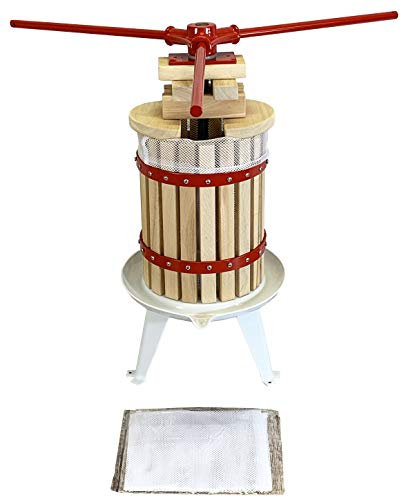 Deluxe Fruit and Apple Press (6 Litre) Pack with 2 Straining Bags, 2 Packs of Extension Blocks & 3 Handles