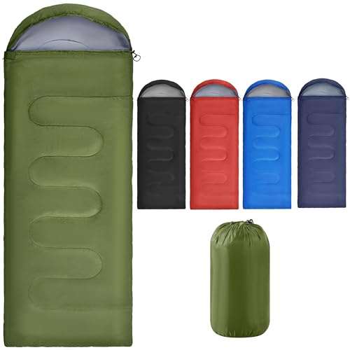 Yaheetech Sleeping Bags for Single Adults, 3 Season Envelope Lightweight Compact Ultralight Backpacking with Portable Carry Bag for Summer, Camping, Hiking & Travel, Indoor & Outdoor Use, Green