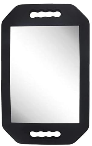 Mpowtech Espejo de Mano con asa, Espejo de peluquería para peluquería y salón de Belleza, barbería (16.14 Pulgadas de Largo x 9.84 Pulgadas de Ancho)