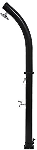 POPSPARKk ABS Chrome Solar Garden Dusch, Trädgårdsdusch, 18 liters tank, upp till 60 ℃, med kran och duschhuvud, för pool strand trädgård, 217cm, svart