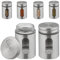 Relaxdays Gewürzstreuer, 6er Set, 3 Streugrößen, Gewürze & Kräuter, XL Gewürzgläser, 290 ml, Glas & Edelstahl, Silber