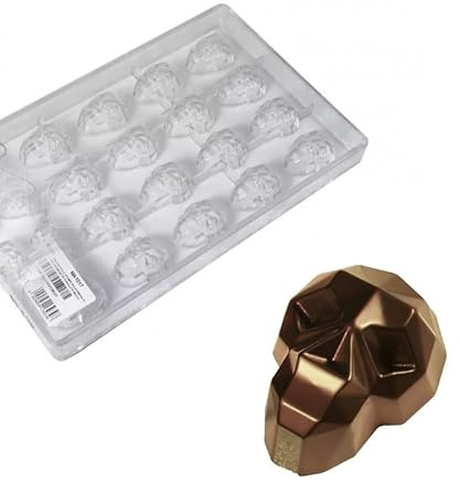 dekora - Molde Calavera Halloween para Chocolate y bombones - Moldes Repostería de Policarbonato – 20 bombones 3,7 x 2,8 cm molde 27,5 x 17,5 cm