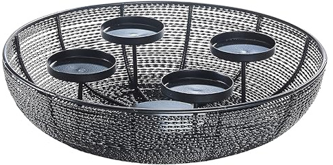 Kobolo Dekoschale Kerzenhalter Adventskranz Draht aus 38 cm Schwarz
