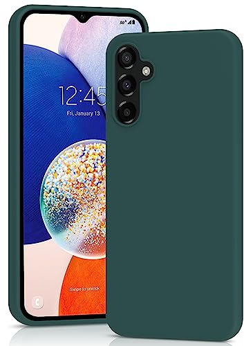 YATWIN Silicone Case for Samsung Galaxy A14, Soft-Touch, Shockproof, Slim, Durable Phone Cover - Dark Green
