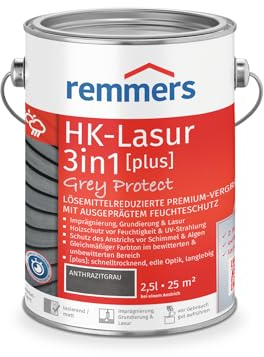 Remmers HK-Lasur 3in1 Grey Protect [plus] anthrazitgrau, matt, 2,5 Liter, Lösemittelreduzierte Premium-Vergrauungslasur für außen, 3in1, schnelltrocknend, langlebig