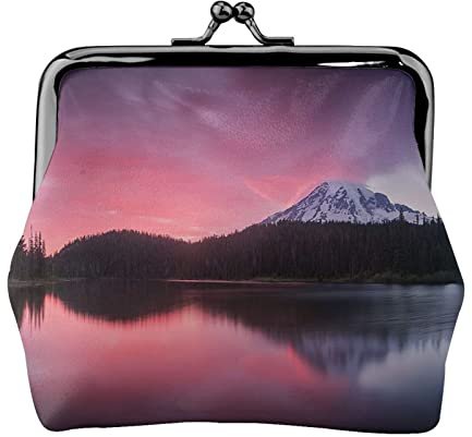 Siluetas en el Lago Imprimir Monedero pequeño Kiss-Lock Bolsa de Cuero Cambiar Billetera Regalos para Hombres Mujeres