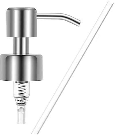 1 Pezzi Dosatore sapone, Erogatore Sapone Liquido con Tubo Flessibile, Ugello di Ricambio per Dispenser di Sapone in Acciaio Inox, per Collo Standard 28/400, Finitura Spazzolata di Alta Qualità