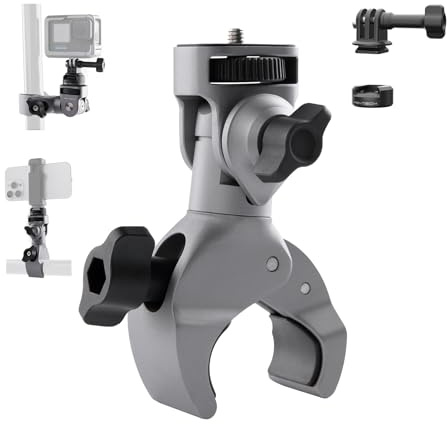 PGYTECH CapLock Super Clamp Mount, Bike Motorcycle Handlebar Bracket | Aluminium Heavy Duty Crab Clip with 1/4 Screw, for GoPro/DJI/Insta360 Vlogging, Quick Release System